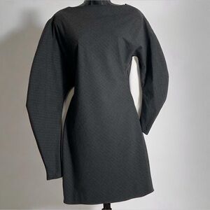 Zara Striped Gray Mini Dress Long Sleeves Size S